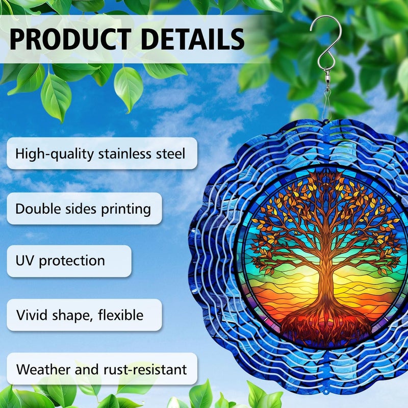 44memory Tree of Life Yard and Garden Wind Spinner, Unique 3D Hanging Tree of Life Wind Spinner - Image 4